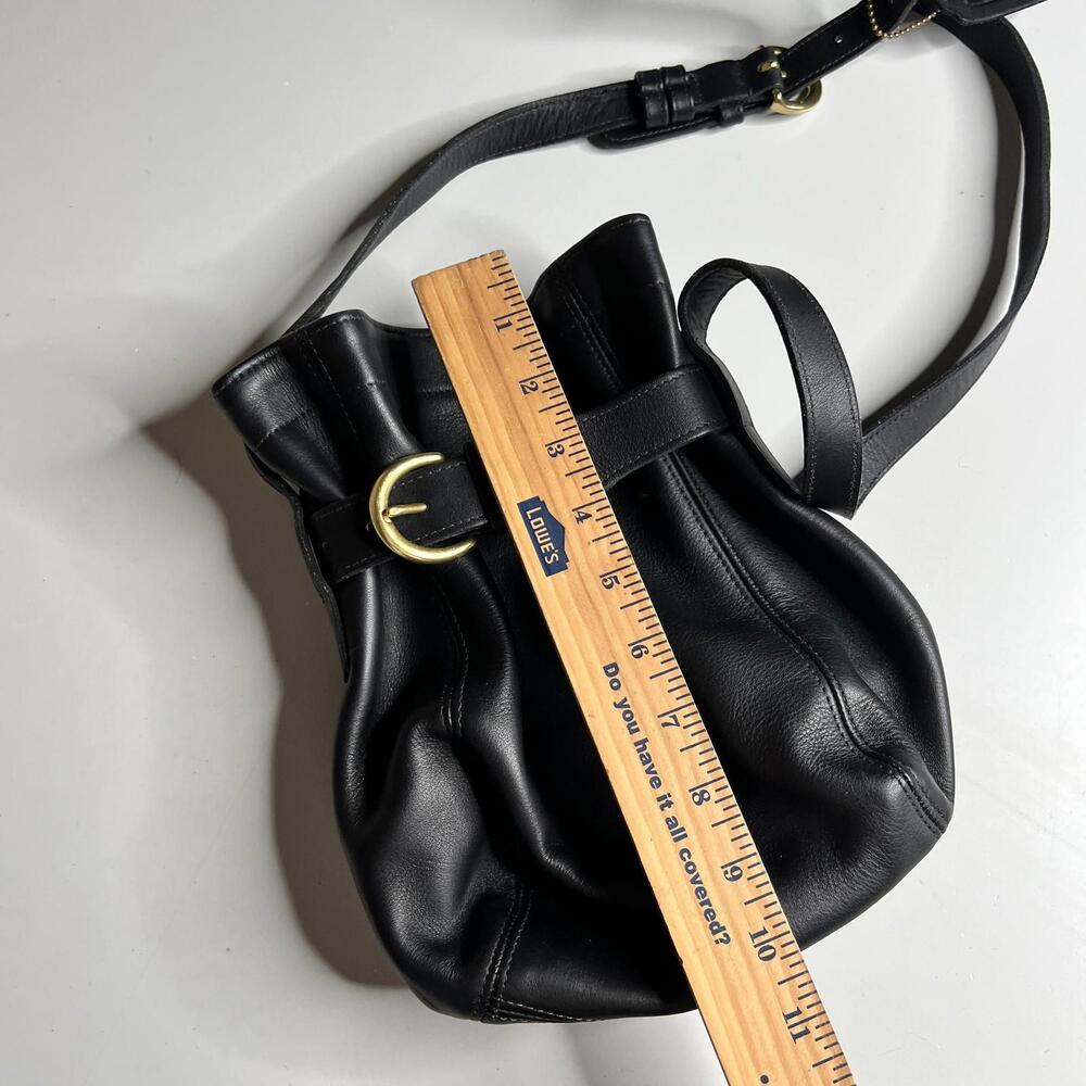 Vintage Coach J7M 4156 Bucket Bag Womens Black Leather Belted Crossbody Shoulder - Picture 10 of 11